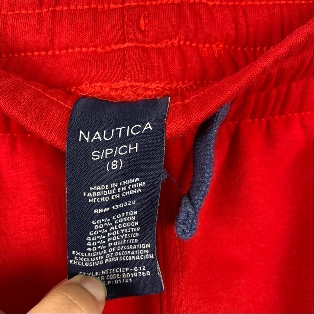 Nautica Boys Red Elastic Waist Pull On Shorts Spellout Logo Size S 8 NWT - Picture 4 of 7